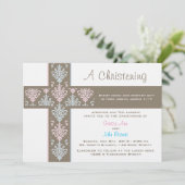 Jongen en meisje Twin Christening Uitnodiging (Staand voorkant)