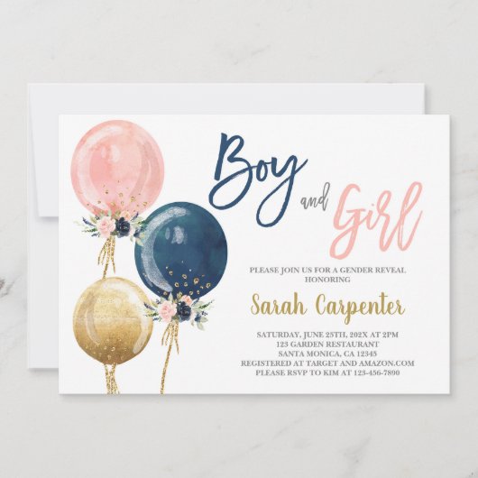 Jongen en meisjes Baby shower-uitnodiging Kaart (Voorkant)