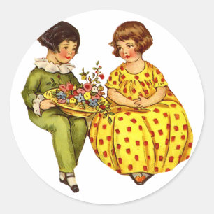 jongen en meisjes ticker ronde sticker