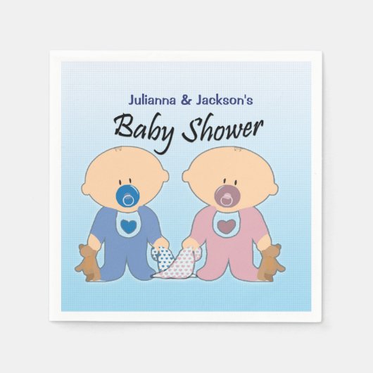 Jongen en meisjes tweeling Baby shower servetten (Voorkant)