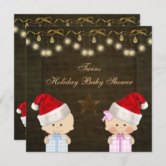 Jongen en meisjes tweelingen kerstBaby shower Kaart (Voorkant / Achterkant)