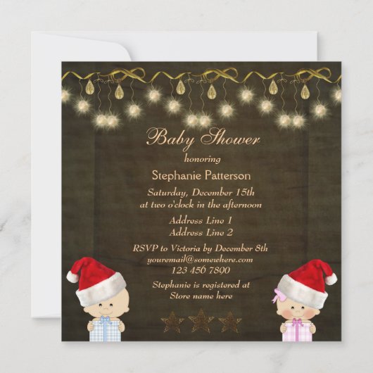 Jongen en meisjes tweelingen kerstBaby shower Kaart (Achterkant)