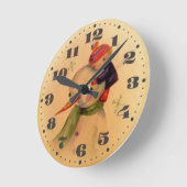 Jongen en sneeuwman ronde klok (Hoek)