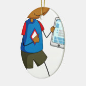 Jongen en tablet keramisch ornament (Links)