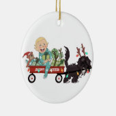 Jongen en zijn hond kerstversiering - keramisch ornament (Rechts)