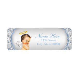 Jongen Engel Doop Christening Etiket
