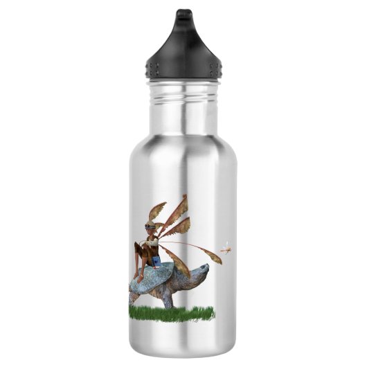 Jongen Fairy Riding Op Turtle Water Bottle Waterfles (Rechts)