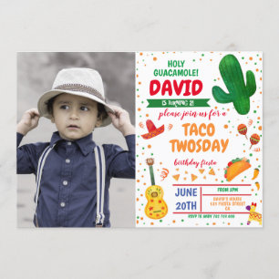 Jongen Fiesta Invitation Taco 2 dagen Foto Birthda Kaart