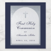 Jongen First Commune Faux Silver Arch Navy Blue Wijn Etiket
