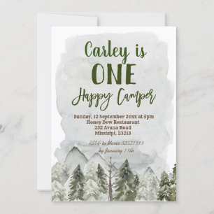 Jongen Forest Camping First Birthday Invitation Kaart