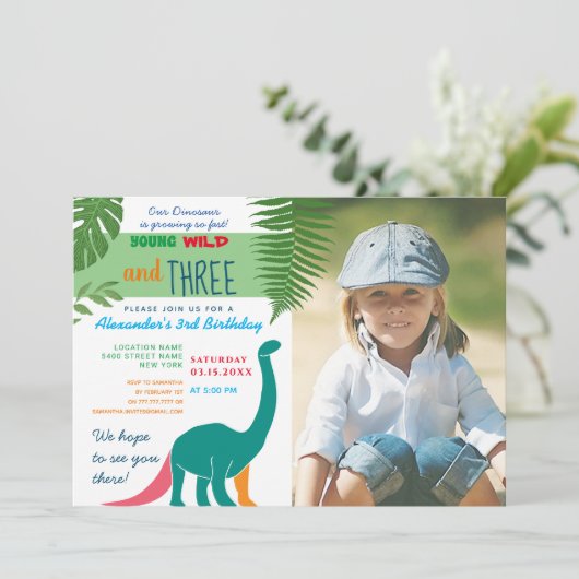 Jongen Foto 3e Verjaardag Kaart (Staand voorkant)