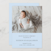 Jongen Foto Collage Blue Simple Newborn Birth Aankondiging (Voorkant / Achterkant)