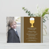 Jongen Foto eerste communiqué Uitnodigingstaak Kaart (Staand voorkant)