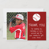 Jongen Foto Honkbal Bal Kinderverjaardag  Bedankkaart (Voorkant)