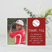 Jongen Foto Honkbal Bal Kinderverjaardag  Bedankkaart (Staand voorkant)