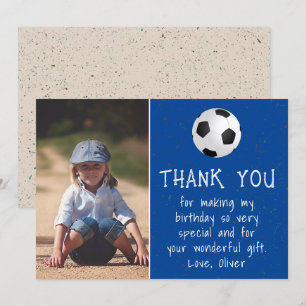 Jongen Foto Voetbal Bal Kinderverjaardag Bedankkaart