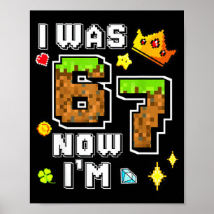 Jongen gamer pixel verjaardag was 6 7 jaar oud ver poster