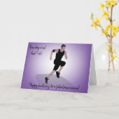 Jongen geamputeerde loper verjaardag kaart (Gele Bloem)