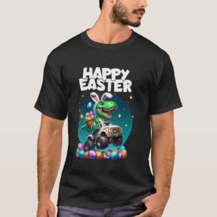 Jongen Gelukkig Pasen Konijn T-Rex Dinosaur Monste T-shirt