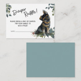 Jongen! German Shepherd Puppy Diaper Raffle Blue Informatiekaartje