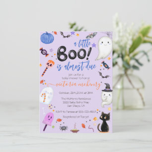 Jongen Ghost Little Boo is een Halloween Baby show Kaart