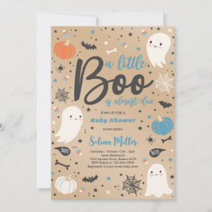 Jongen Ghost Little Boo is een Halloween Baby show Kaart