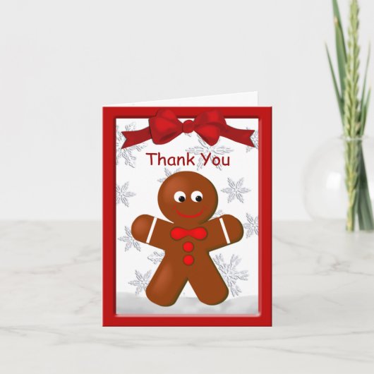 Jongen Gingerbrood Cookie Kerstmis Dank je Bedankkaart (Voorkant)