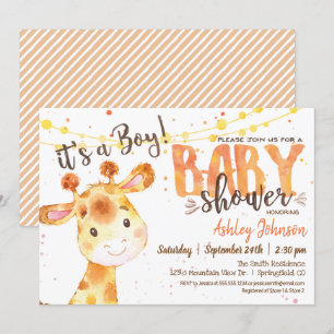 Jongen Giraffe Baby shower-uitnodiging Kaart