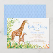Jongen Giraffe Baby Shower Uitnodigingen (Voorkant / Achterkant)