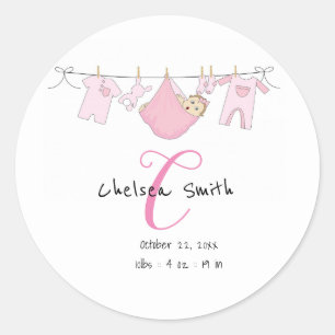 Jongen Girl Birth Announcement Sticker Illustratie