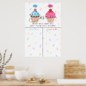 Jongen Girl Cupcake Geslacht Predictiebord onthull Poster (Keuken)