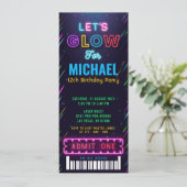 Jongen Glow Party Ticket Pass Birthday Kaart (Staand voorkant)