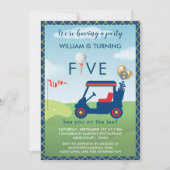 Jongen Golf Thema 5e Verjaardag Party Kaart (Voorkant)