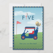 Jongen Golf Thema 5e Verjaardag Party Kaart (Achterkant)