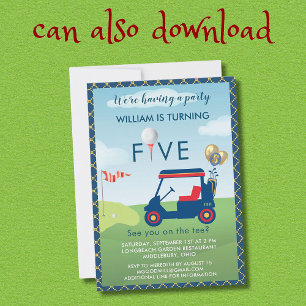 Jongen Golf Thema 5e Verjaardag Party Kaart