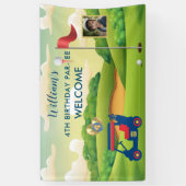 Jongen Golf Thema Foto 4e Verjaardagsfeest Spandoek (Verticaal)