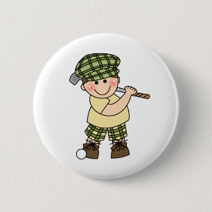 Jongen Golfer Ronde Button 5,7 Cm