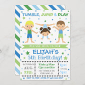 Jongen Gymnastiek Uitnodiging | Gymnastiek Birthda (Voorkant / Achterkant)