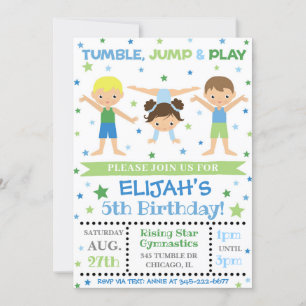 Jongen Gymnastiek Uitnodiging Gymnastiek Birthda