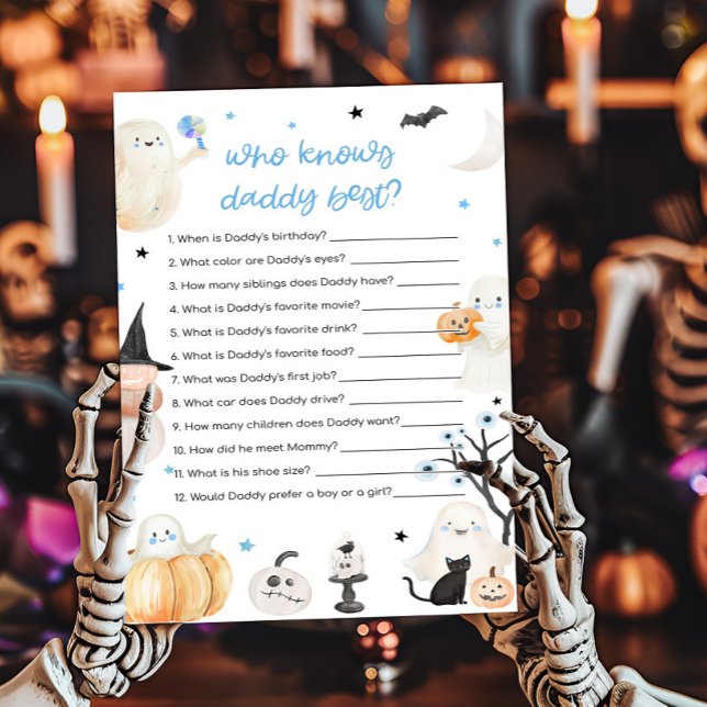 Jongen Halloween Wie kent Daddy Best Game (A Little Boo Baby Shower Who knows Daddy Best Game)