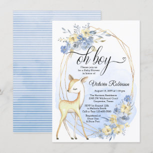 Jongen Hert Waterverf Oh Jongen Baby Shower Kaart