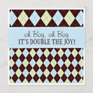 Jongen, het is Twins Argyle Baby Boys Twin Shower Kaart