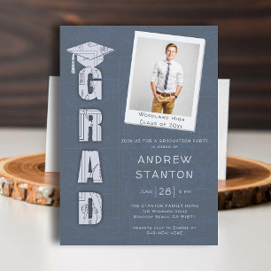 Jongen High School Afstuderen Science Tech Grey Fo Kaart