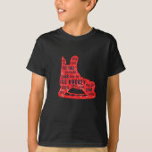 Jongen hockeyspeler T-shirt - rood schaats met woo (Voorkant)