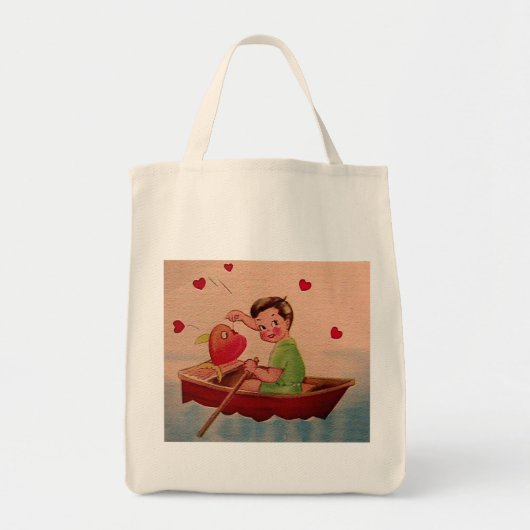 Jongen Holding Heart in Boat Tote Bag (Voorkant)