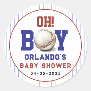 Jongen honkbal baby shower Cute sportfeestje Ronde Sticker
