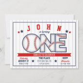 Jongen honkbal eerste verjaardag uitnodiging (Voorkant)