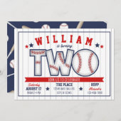 Jongen honkbal tweede verjaardag uitnodiging (Voorkant / Achterkant)