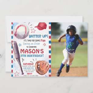 Jongen Honkbal Verjaardag Foto Kaart