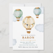 Jongen Hot Air Ballon Birthday Invitations Kaart (Voorkant)